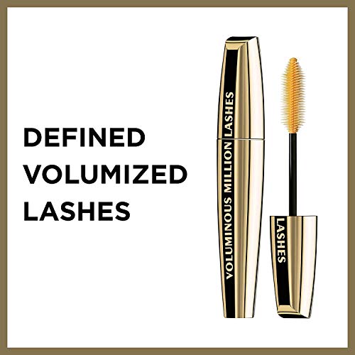 L’Oreal Paris Makeup Voluminous Million Lashes Mascara Volumizing, Defining, Smudge-Proof, Clump-Free Lengthening, Collagen Infused Eye Makeup Formula, Amplifying Mascara Brush,Carbon Black,0.3 fl.Oz