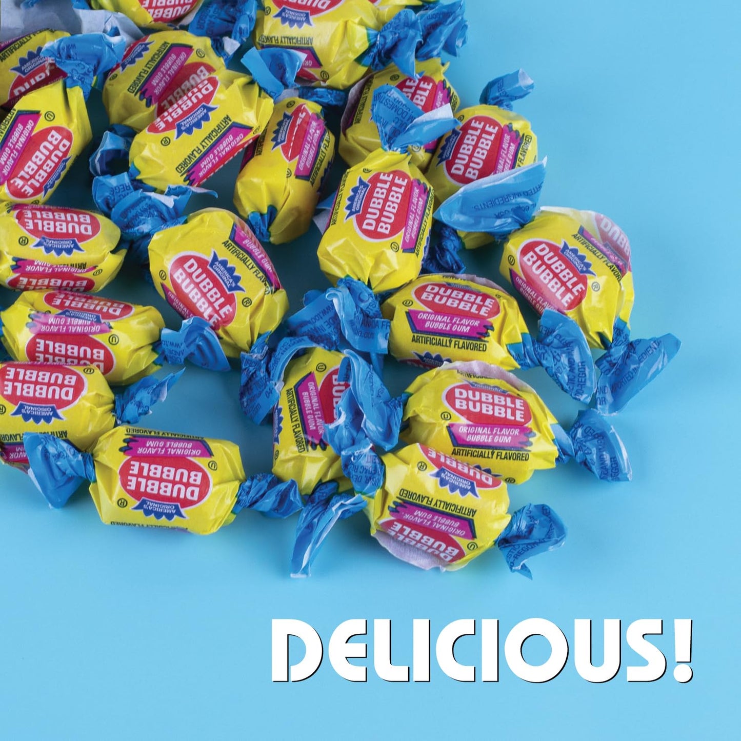 Double Bubble Gum in Original Pink Flavour 2LB - Chewy Bubble for Snacking and Sharing - Ideal Individually Wrapped Gum for Candy Bowls, Dessert Tables, Parties, Easter and more