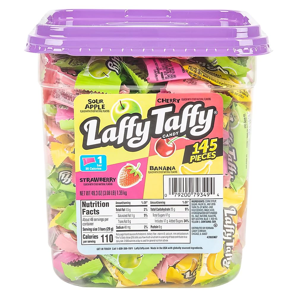 Laffy Taffy Assorted Candy Jar, 145 Count (Pack of 1)