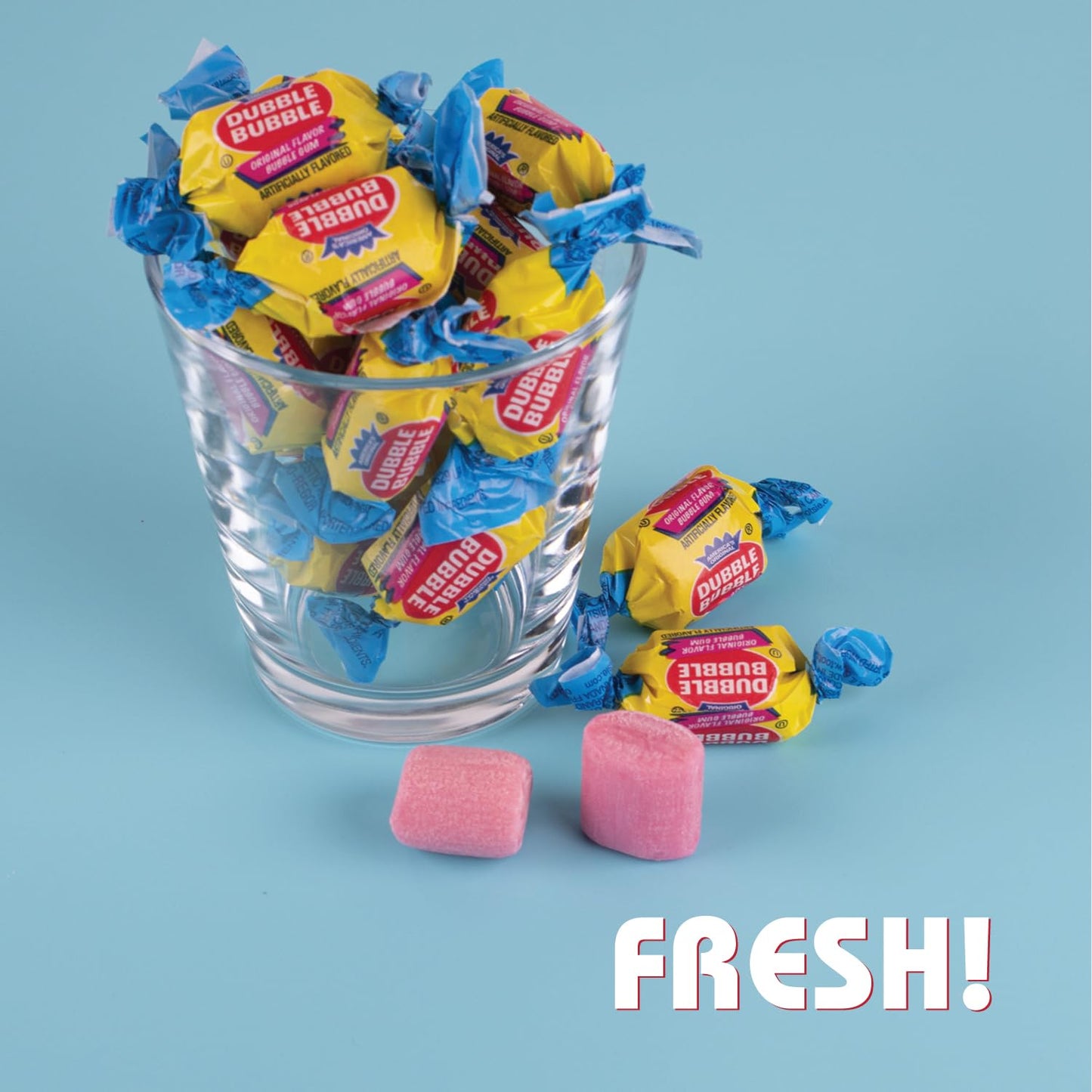 Double Bubble Gum in Original Pink Flavour 2LB - Chewy Bubble for Snacking and Sharing - Ideal Individually Wrapped Gum for Candy Bowls, Dessert Tables, Parties, Easter and more