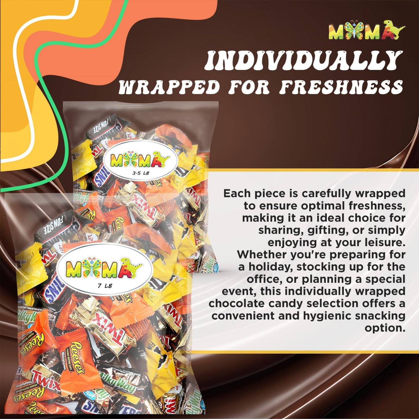 Assorted Easter Chocolate Candy Mix Reclosable Bags - Ideal for Any Occasion Mini Chocolate Bars - Individually Wrapped Treats for Party Favors, Dessert Tables & More - 3.5Lbs