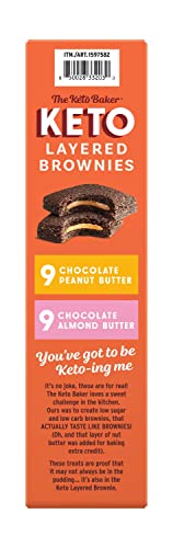The KETO Baker – Keto Layered Brownies, Grain & Gluten Free, Chocolate Almond and Peanut Butter, Non-GMO, Variety Pack – 18 Count (9 Almond Butter & 9 Peanut Butter)