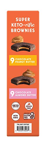 The KETO Baker – Keto Layered Brownies, Grain & Gluten Free, Chocolate Almond and Peanut Butter, Non-GMO, Variety Pack – 18 Count (9 Almond Butter & 9 Peanut Butter)