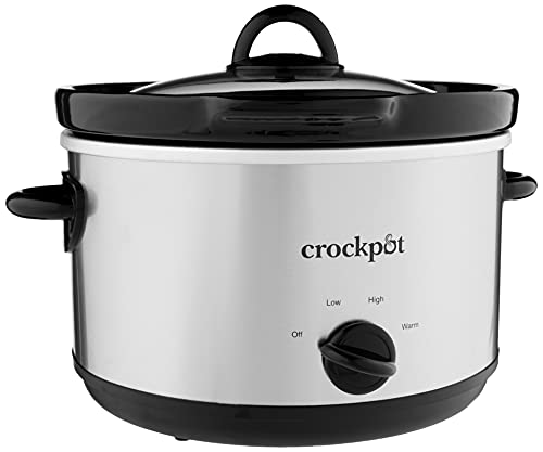 Crock-Pot 5-Quart Round Manual Slow Cooker, Stainless Steel