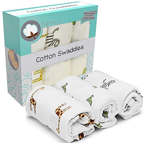 SimplyLife Home Swaddle Blankets Baby Wrap, Soft Breathable Muslin Cotton, Adjustable Infant Swaddles, Perfect for Receiving