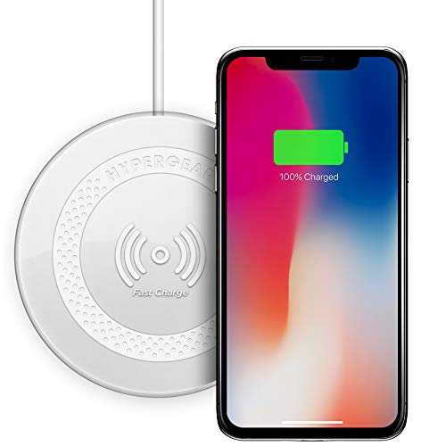 HyperGear ChargePad Pro Qi Wireless Charger 10W Max,7.5W iPhone & Android Fast Charge Compatible. Includes Fast Charge Adapter &Micro USB Cable (White)