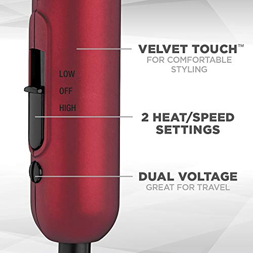 Conair miniPRO Tourmaline Ceramic Travel Hair Dryer with Folding Handle, Red