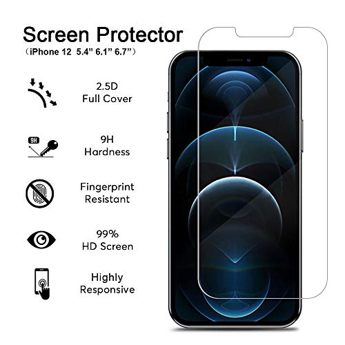 Mima Tempered Glass Screen Protector Compatible with New iPhone 13 iPhone 12 and iPhone 13 pro iPhone 12 pro 6.1 inch Screen - Anti Scratch and Anti Glare Surface - Pack of 3