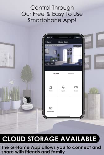 Gabba Goods G-Home Smart Surveillance Camera HD Home Wireless Baby/Pet Camera with Video Recording, Two-Way Audio Motion Detection Night Vision Remote Monitoring