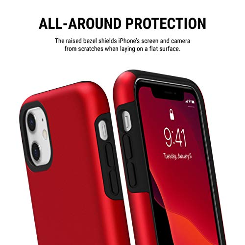 Incipio DualPro Dual Layer Case for Apple iPhone 11 with Flexible Shock-Absorbing Drop-Protection - Iridescent Red/Black