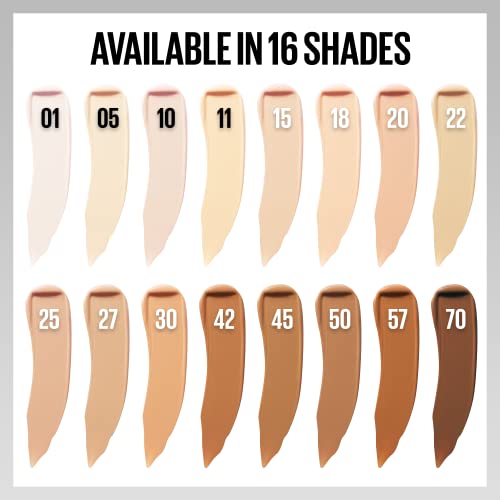 Maybelline Super Stay Liquid Concealer Makeup, Full Coverage Concealer, Up to 30 Hour Wear, Transfer Resistant, Natural Matte Finish, Oil-free, Available in 16 Shades