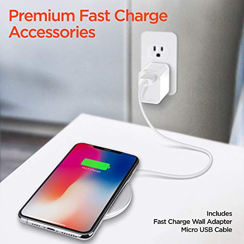 HyperGear ChargePad Pro Qi Wireless Charger 10W Max,7.5W iPhone & Android Fast Charge Compatible. Includes Fast Charge Adapter &Micro USB Cable (White)