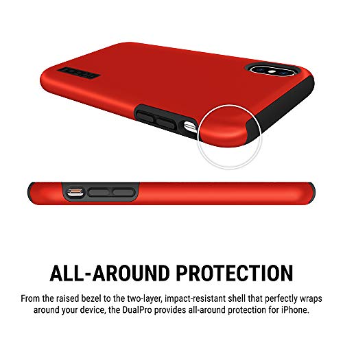 Incipio DualPro Case for iPhone Xs (5.8") & iPhone X Case with Hybrid Shock Absorbing Drop Protection - Iridescent Red/Black (IPH-1776-RBK)