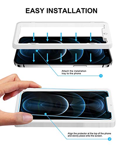 Mima Tempered Glass Screen Protector Compatible with New iPhone 13 iPhone 12 and iPhone 13 pro iPhone 12 pro 6.1 inch Screen - Anti Scratch and Anti Glare Surface - Pack of 3