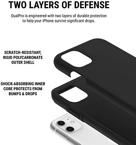 Incipio DualPro Dual Layer Case for Apple iPhone 11 with Flexible Shock-Absorbing Drop-Protection - Black