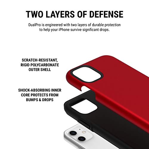 Incipio DualPro Dual Layer Case for Apple iPhone 11 with Flexible Shock-Absorbing Drop-Protection - Iridescent Red/Black