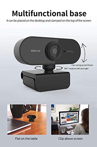 MiMa 1080p HD Webcam, USB 2.0 with Built in Mic for Desktop Laptop Web Camera, 360 Degree Stand, for Windows MacOs Smart TV, Video Conferencing, Streaming, Online Gaming, Remote Virtual Learning,