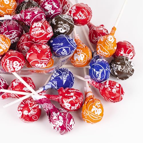 Tootsee Lollipops with Chocolatey Center - Assorted Fruit Flavored Suckers & Lollipops for Easter - Indiviually Wrapped Treats in Resealable Bags