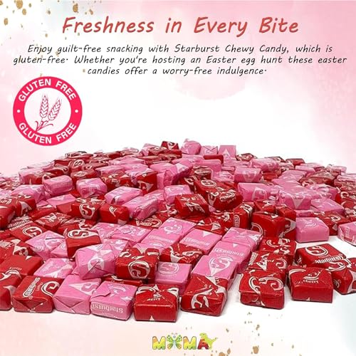 StrBurst Chewy Candy Made with Real Fruit Juice - FaveReds Flavored Fruit Easter Candy for Snacking and Sharing - Gluten Free Individually Wrapped Treats