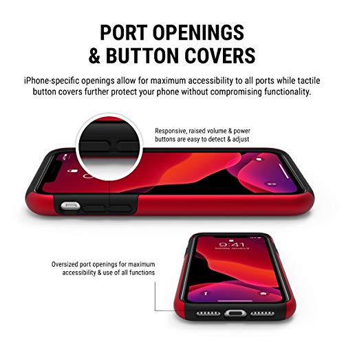 Incipio DualPro Dual Layer Case for Apple iPhone 11 with Flexible Shock-Absorbing Drop-Protection - Iridescent Red/Black