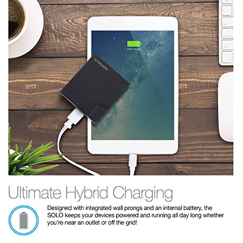 Naztech SOLO 5200mAh Portable Charger + Dual USB Wall Charger, Foldable Prongs, IntelliQ Smart Chip Technology, High-Speed Charger Compatible for iPhone, iPad,Android, Samsung Galaxy and Other Devices