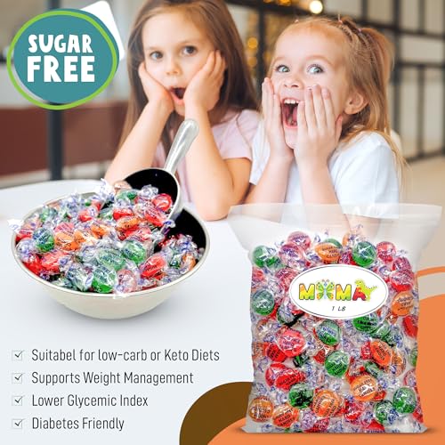 Sugar Free Hard Candy - 1 lb Delicious Bulk Candy Individually Wrapped - Gluten Free, Vegan, Keto Friendly Bag of Treats for Easter & Valentines Day