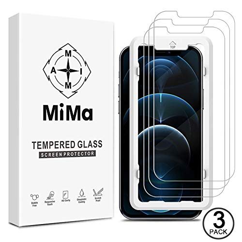 Mima Tempered Glass Screen Protector Compatible with New iPhone 13 iPhone 12 and iPhone 13 pro iPhone 12 pro 6.1 inch Screen - Anti Scratch and Anti Glare Surface - Pack of 3