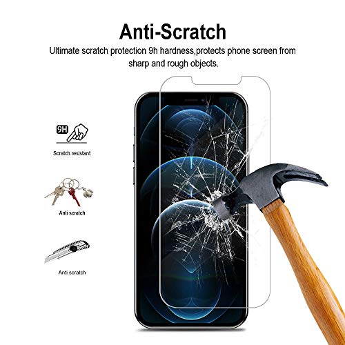 Mima Tempered Glass Screen Protector Compatible with New iPhone 13 iPhone 12 and iPhone 13 pro iPhone 12 pro 6.1 inch Screen - Anti Scratch and Anti Glare Surface - Pack of 3