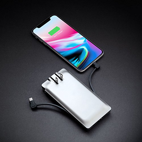 PhoneSuit | Apple Charger & Power Bank | All-in-One Portable Charger | Cell Phone Battery Backup | Built-in Wall Plug AC Adapter, Lightning & Micro USB Cables | USB Ports | 5600 mAh | iPhone, Samsung