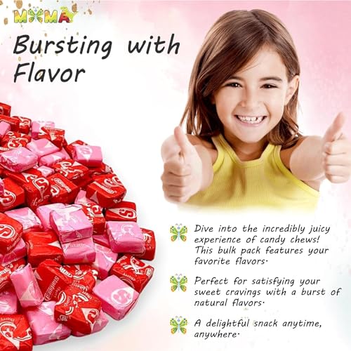 StrBurst Chewy Candy Made with Real Fruit Juice - FaveReds Flavored Fruit Easter Candy for Snacking and Sharing - Gluten Free Individually Wrapped Treats
