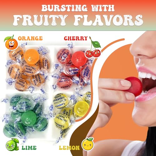 Sugar Free Hard Candy - 1 lb Delicious Bulk Candy Individually Wrapped - Gluten Free, Vegan, Keto Friendly Bag of Treats for Easter & Valentines Day