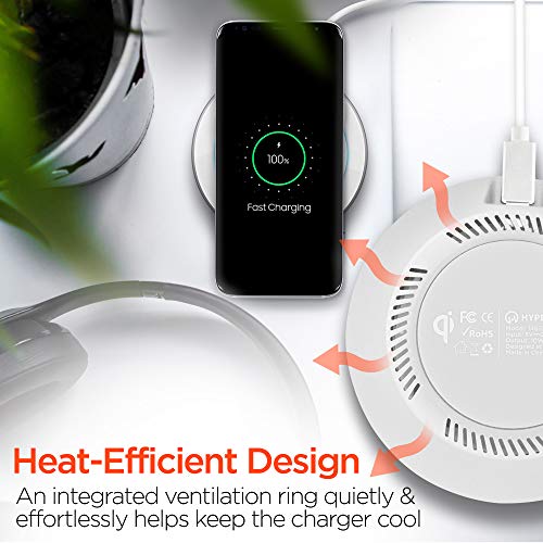HyperGear ChargePad Pro Qi Wireless Charger 10W Max,7.5W iPhone & Android Fast Charge Compatible. Includes Fast Charge Adapter &Micro USB Cable (White)
