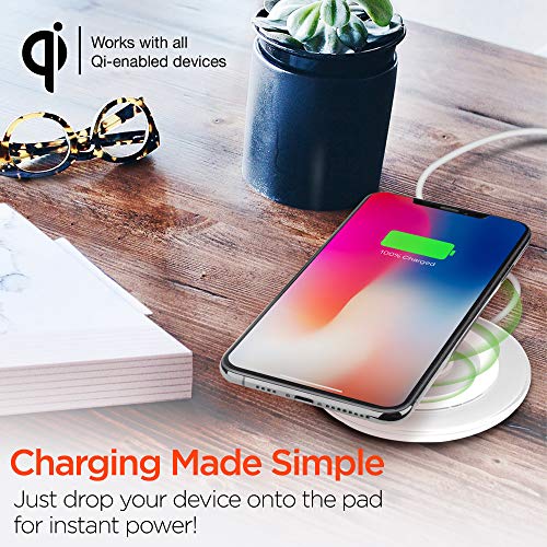 HyperGear ChargePad Pro Qi Wireless Charger 10W Max,7.5W iPhone & Android Fast Charge Compatible. Includes Fast Charge Adapter &Micro USB Cable (White)
