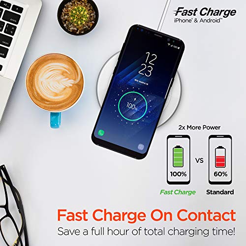 HyperGear ChargePad Pro Qi Wireless Charger 10W Max,7.5W iPhone & Android Fast Charge Compatible. Includes Fast Charge Adapter &Micro USB Cable (White)
