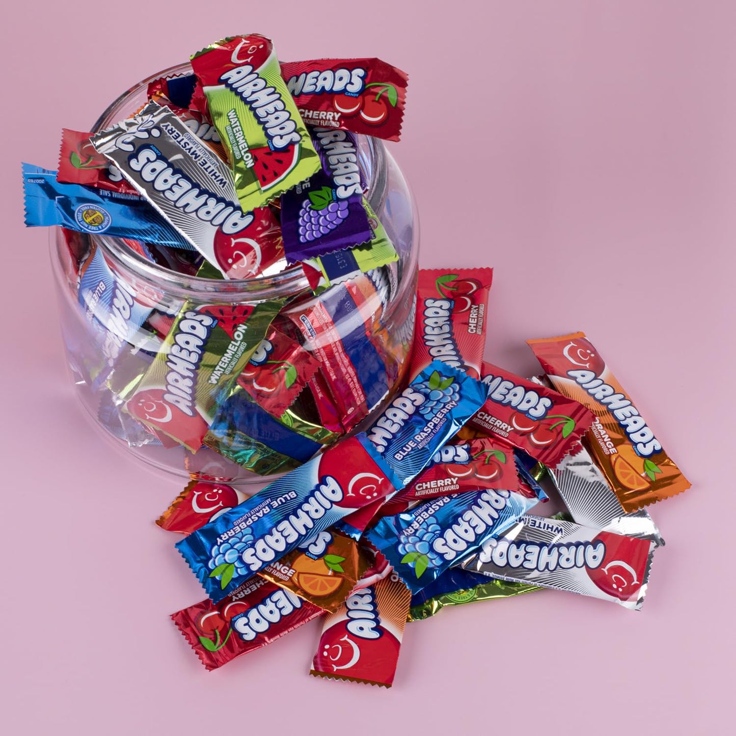 Airheads Candy Mini Bars- 1.5lb Orange Flavors, Individually Wrapped, Fruit Taffy, Christmas, Gifts, Holiday, Pantry, Non-Melting, Party Candy Bowls, Dessert Tables, Resealable Bag (Orange)