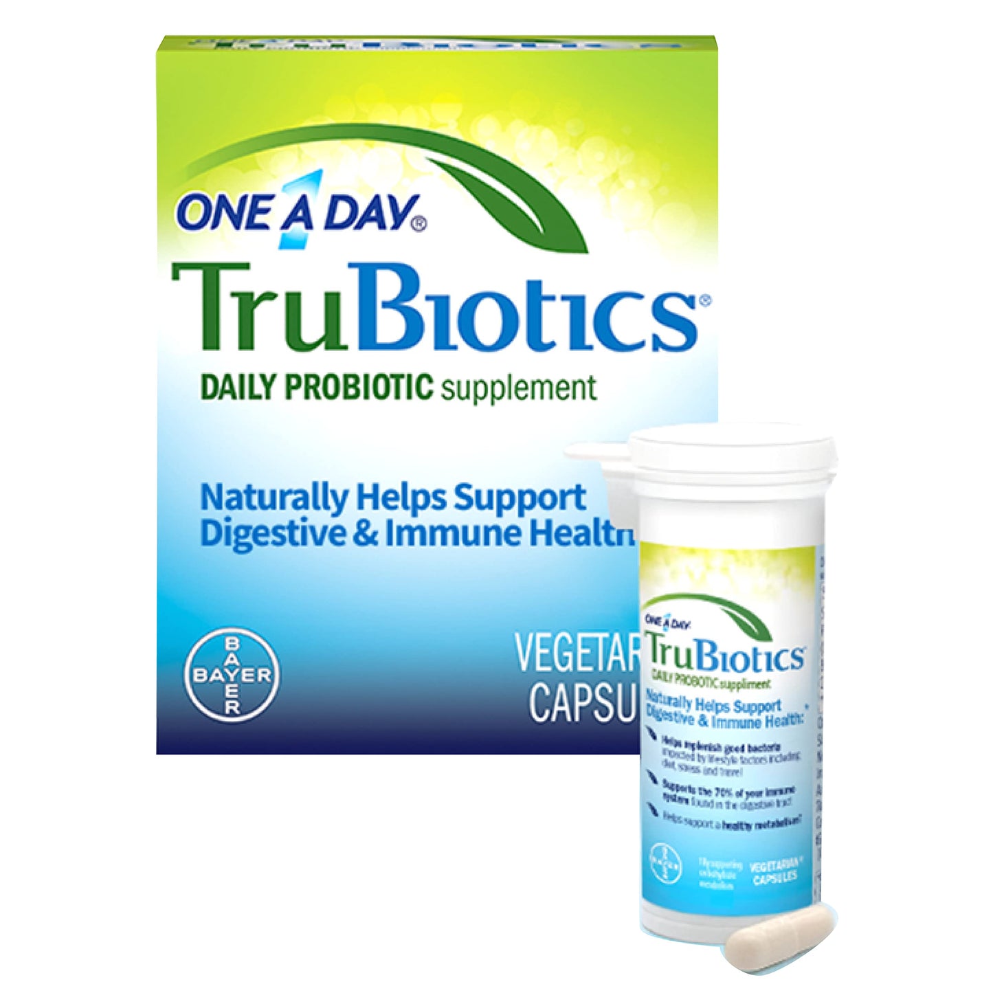 TruBiotics Daily Probiotic, 30 Capsules - Gluten Free, Soy Free Digestive + Immune Health Support Supplement for Men and Women