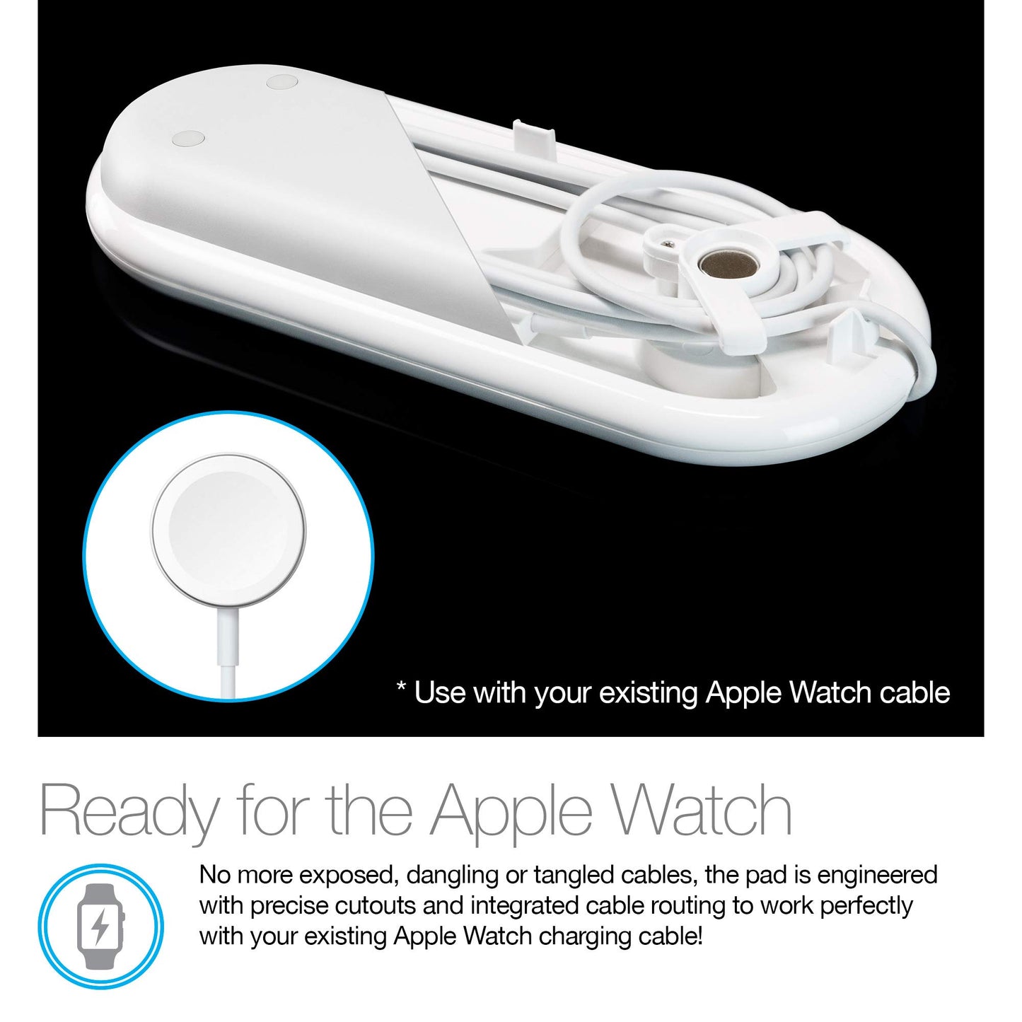 Naztech Power Pad Duo 2-in-1 Desktop Wireless Charging Pad + iWatch Compatible for iPhone 14/13/12/Pro/ProMax, Galaxy S23/S22/S21 & More [White] 14602