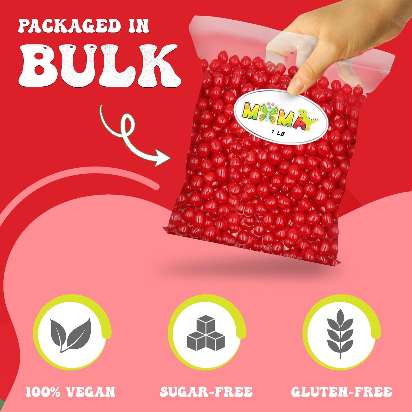 Sour Cherry Candy Balls - 2 lb Classic Old Fashioned Chewy Candy Delights - Red Sour Balls for Parties, Gift Bags, Sharing Holiday Treats and Easter Baskets