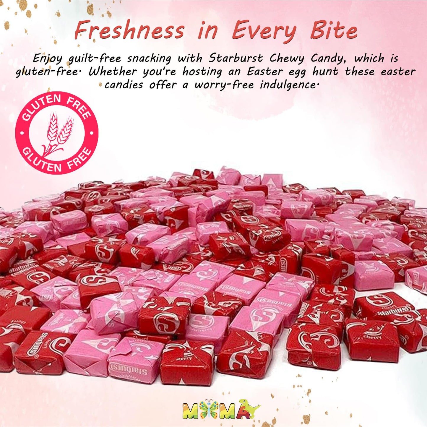 Chewy Fruit Candy - Individually Wrapped 1.5LB Assorted Fruit Flavors Made with Real Juice - Gluten-Free Treat for Valentine’s Day, Easter, Snacking & Sharing, Candy Bowls, Parties & More (FaveReds)