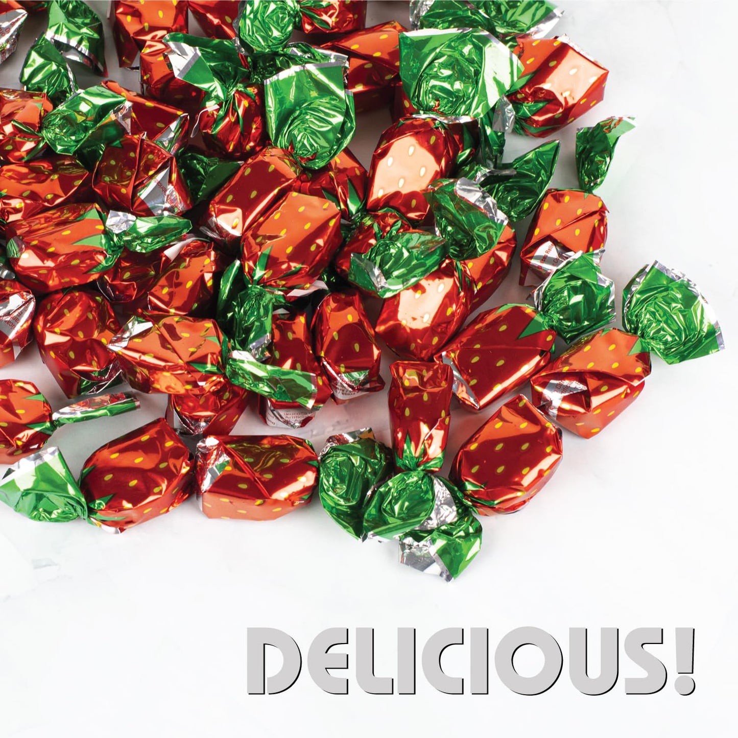 Strawberry Non-Filled Bon Bons- 2LB Hard Candy With Strawberry Filling-Hard CandyPerfect for Valentine's Day, Easter, Snacking and Sharing - Ideal for Candy Bowls, Dessert Tables, Parties, Halloween, and More - in resealavle bag