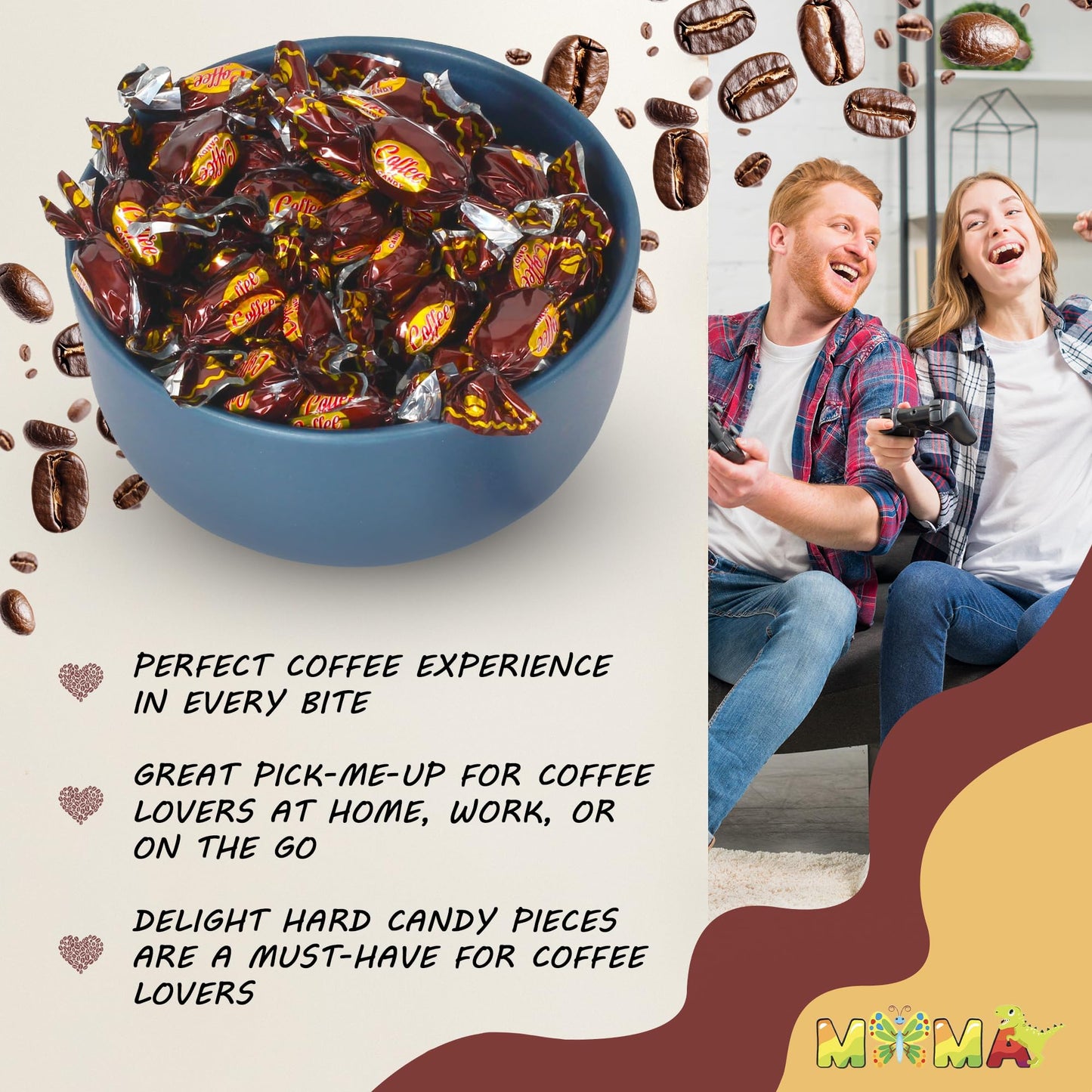 Easter Coffee Candy - 1 Pound Bulk Bag Coffee Candy Individually Wrapped - Coffee Hard Candy with Rich Coffee-Flavored Hard Candies with Hard Coffee Filling