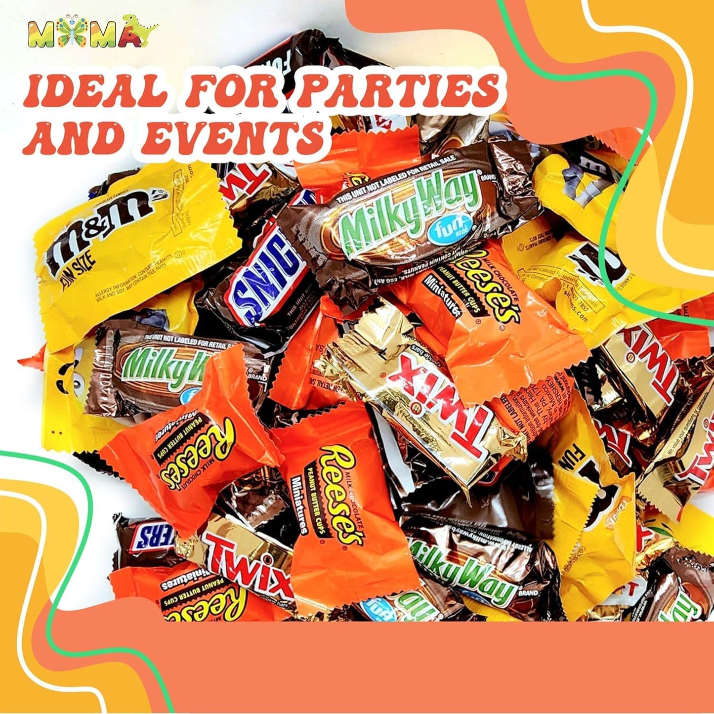 Assorted Halloween Chocolate Candy Mix Reclosable Bag - Ideal for Any Occasion Mini Chocolate Bars - Individually Wrapped Chocolate for Party Favors, Dessert Tables & More - 7Lbs