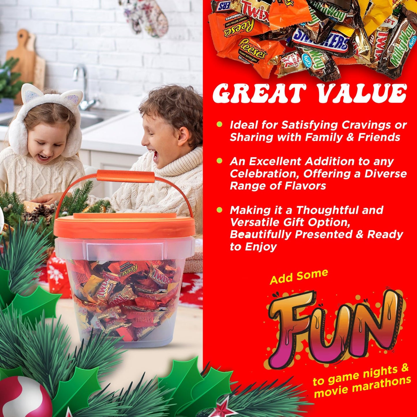 Assorted Easter Chocolate Candy Mix Bucket - Ideal for Any Occasion Mini Chocolate Bars - Individually Wrapped Treats for Party Favors, Dessert Tables & More - 7Lbs