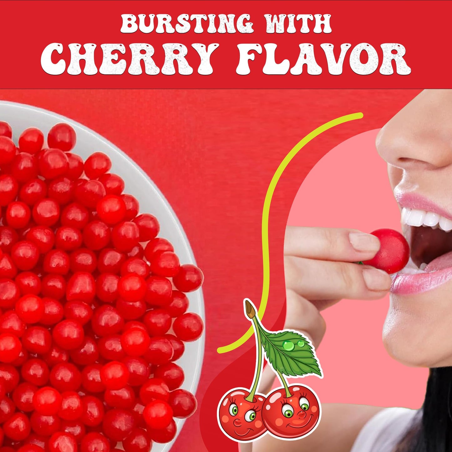 Sour Cherry Candy Balls - 2 lb Classic Old Fashioned Chewy Candy Delights - Red Sour Balls for Parties, Gift Bags, Sharing Holiday Treats and Easter Baskets