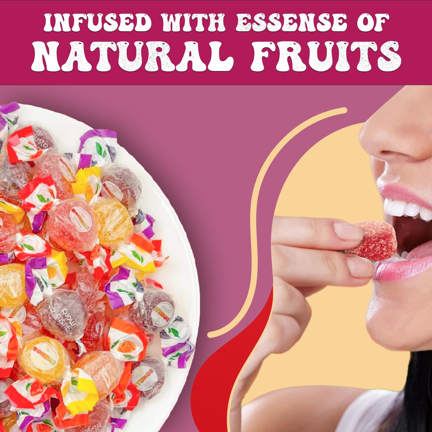 B0nelle Sugar-Free Italian Fruit Jelly Candy - 1 lb Assorted Individually Wrapped Jelly Fruit Candy - Delicious Easter Treats for Gifting & Sharing