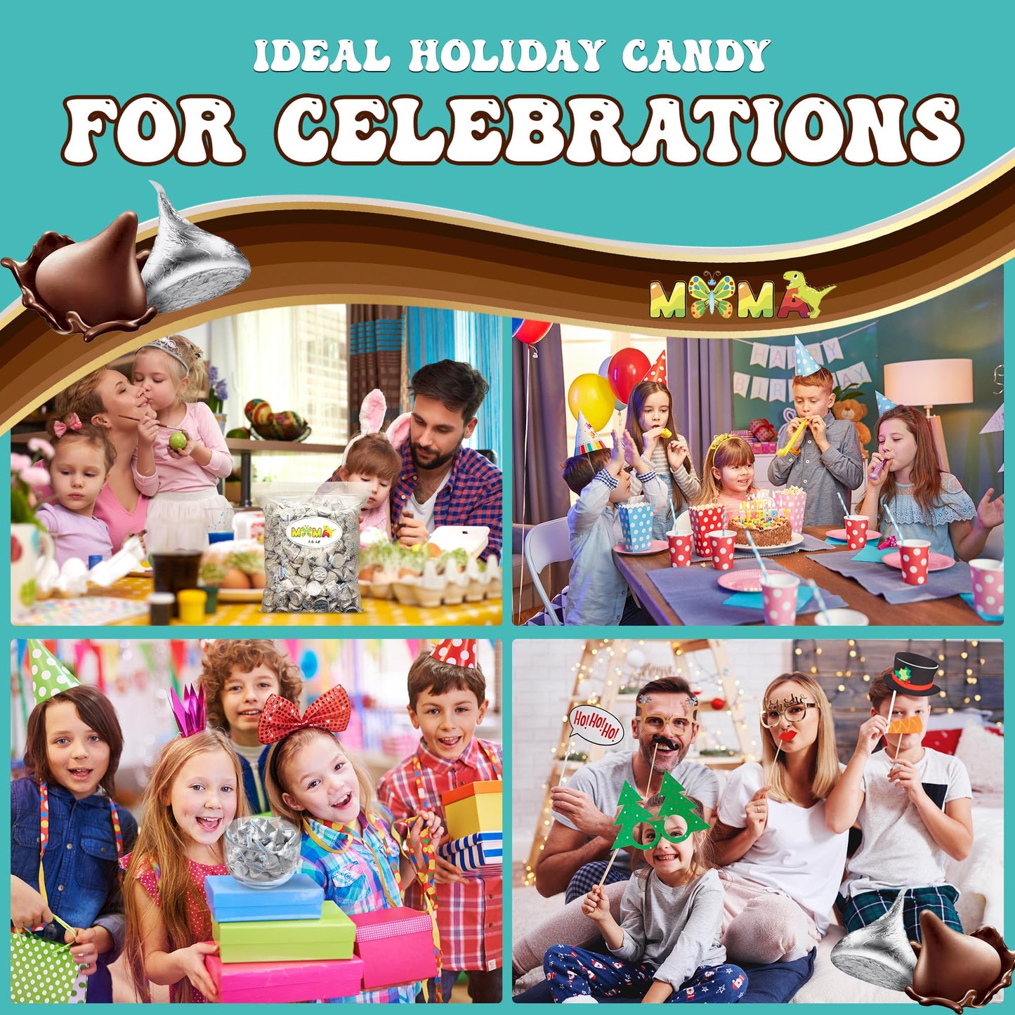 Kisess Silver Foiled Classic Milk Chocolate - 3 lb Individually Wrapped Bulk Candy for Snacking & Sharing - Chocolate Treats for Birthdays & Easter