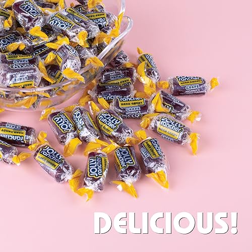 Jolly Rancher Hard Candy -Fruit Flavors - Made with Real Fruit Juice - Gluten-Free - Perfect for Snacking and Sharing - Ideal for Candy Bowls, Dessert Tables, Parties, Halloween and More - Individually Wrapped - 3lb Bag Grape